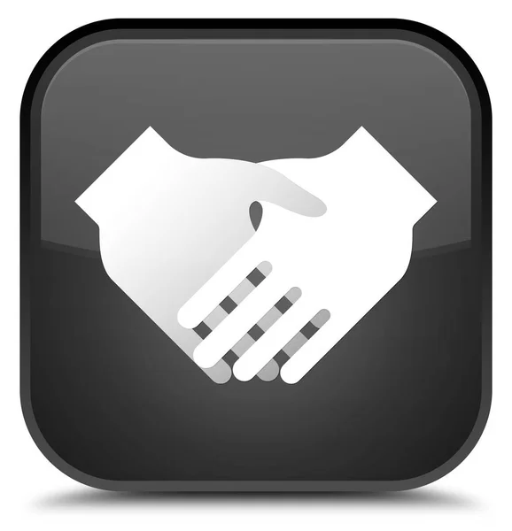 Handshake-Symbol spezielle schwarze quadratische Taste — Stockfoto