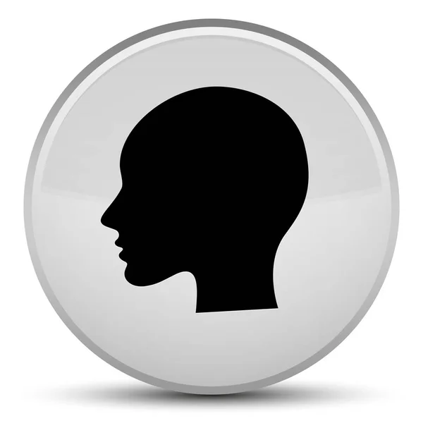 Head woman face icon special white round button — Stock Photo, Image