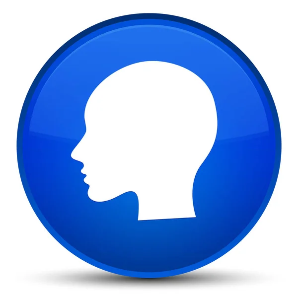 Head woman face icon special blue round button — Stock Photo, Image