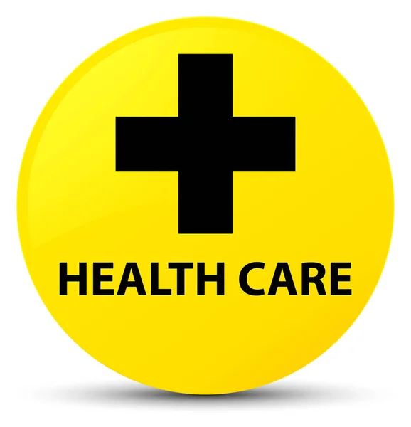 Health care (plus sign) yellow round button — Stock Photo, Image