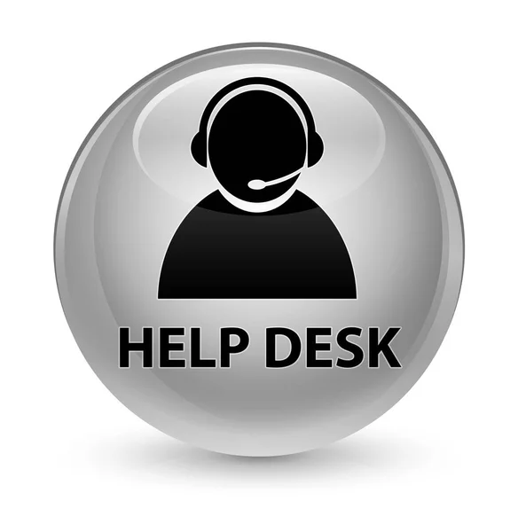 Help desk (customer care icon) glassy white round button — Stock Photo, Image