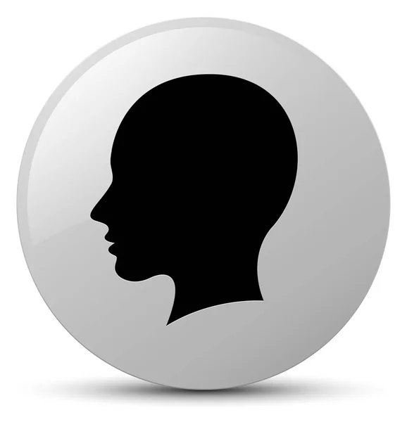 Baş kadın yüz simgesi düğmesini beyaz — Stok fotoğraf