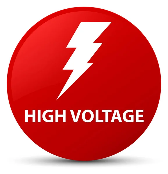 높은 전압 (전기 아이콘) 빨간 버튼 라운드 — 스톡 사진