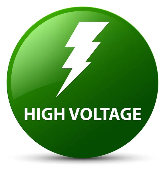 Високовольтна (піктограма електрики) зелена кругла кнопка — стокове фото