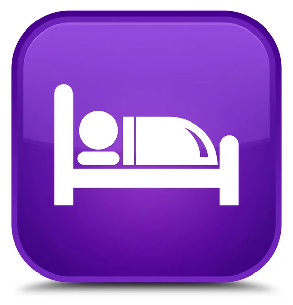 Hotel bed speciale paarse vierkante knoop van het pictogram — Stockfoto