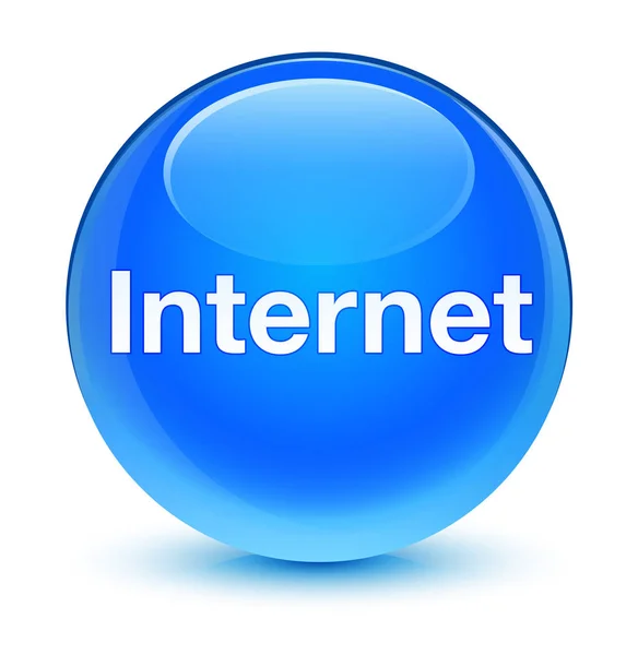 Internet glassy cyan blue round button — Stock Photo, Image