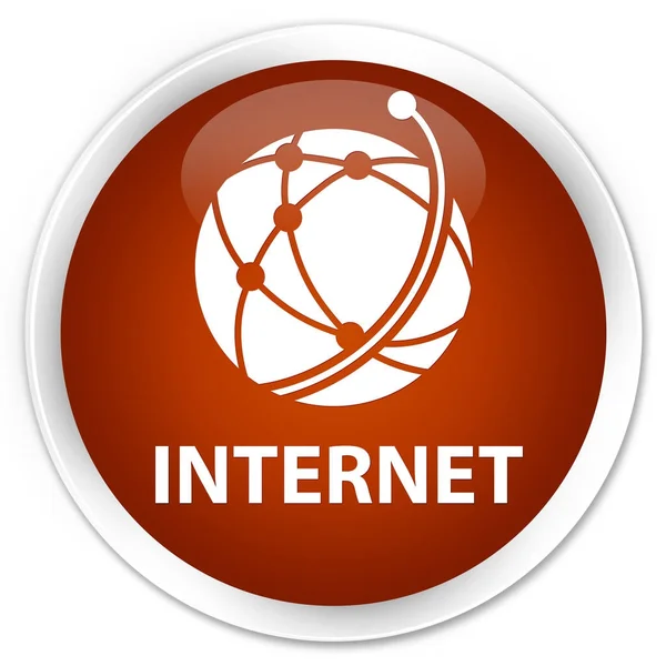 Internet (ícone de rede global) botão redondo marrom prémio — Fotografia de Stock