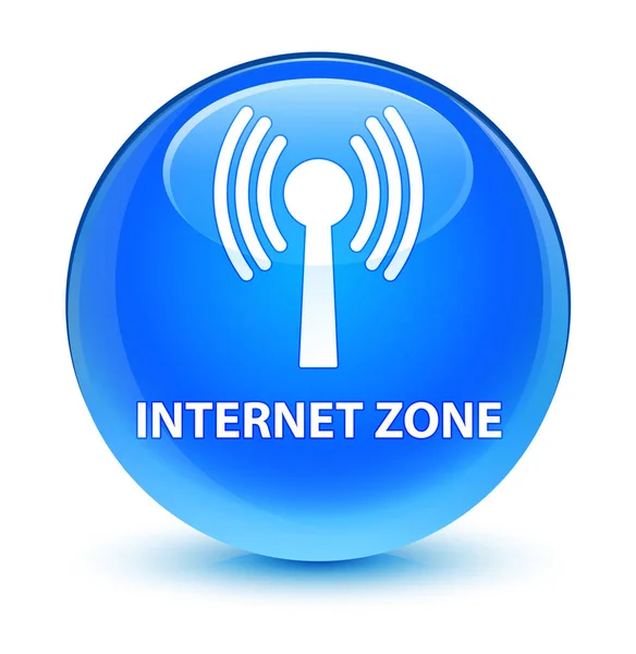 Internetová zóna (wlan sítě) sklovité azurová modrá kulaté tlačítko — Stock fotografie