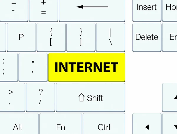 Internet klawiatura żółty przycisk — Zdjęcie stockowe