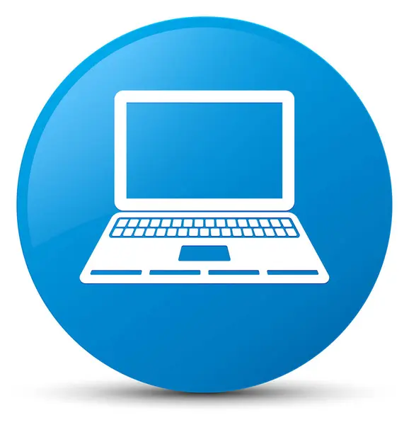 Синяя круглая кнопка значка ноутбука — стоковое фото