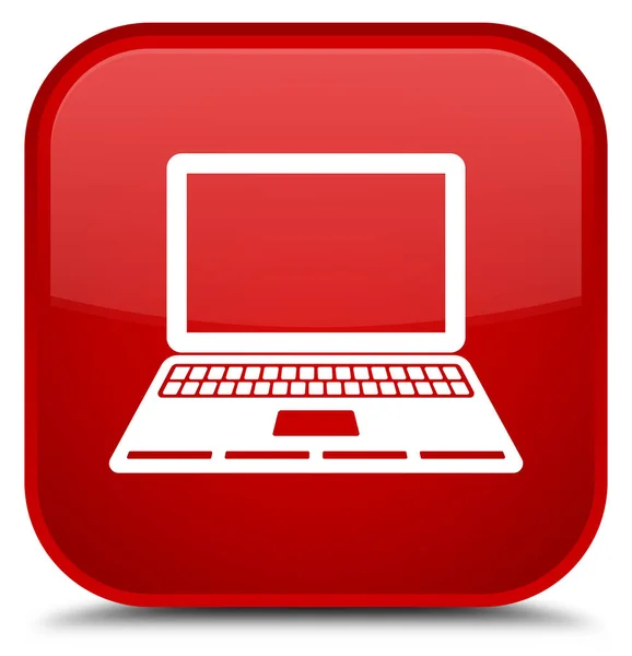 Laptop icon special red square button — Stock Photo, Image