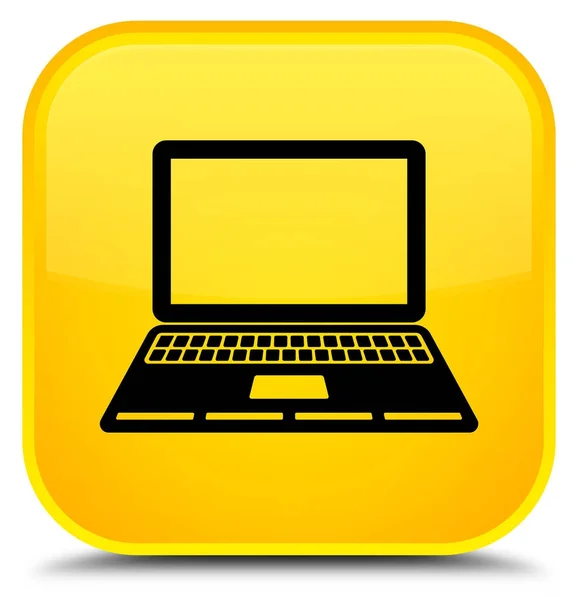 Laptop icon special yellow square button — Stock Photo, Image