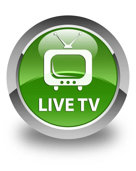 TV en vivo brillante suave botón redondo verde —  Fotos de Stock