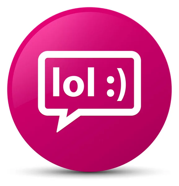 笑气泡图标粉红色圆形按钮 — 图库照片
