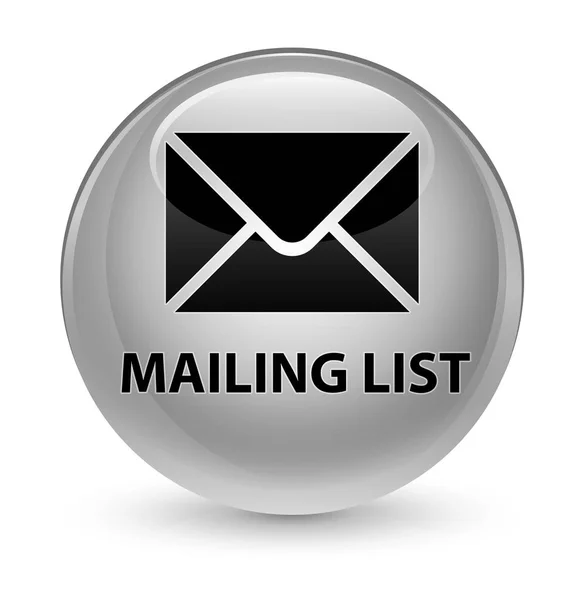 Lista de correo botón redondo blanco vidrioso — Foto de Stock