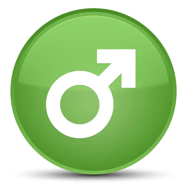 Ícone de sinal masculino botão redondo verde suave especial — Fotografia de Stock