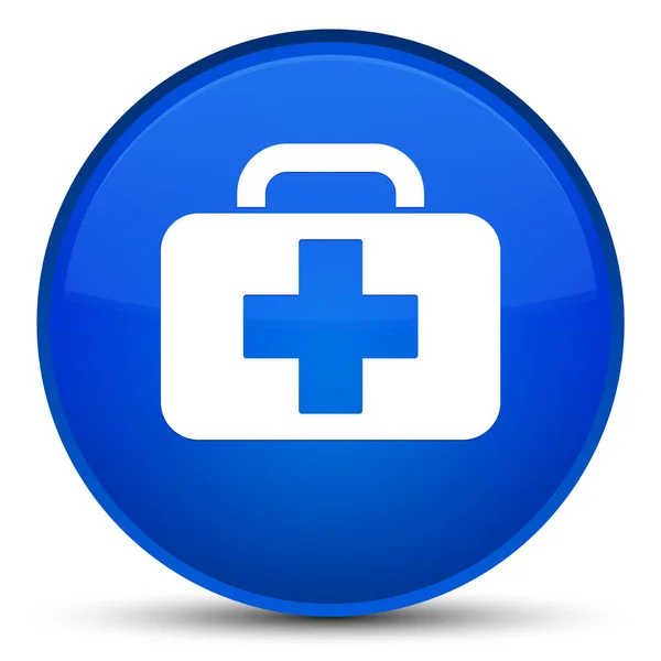 Значок медицинской сумки специальная синяя кнопка — стоковое фото