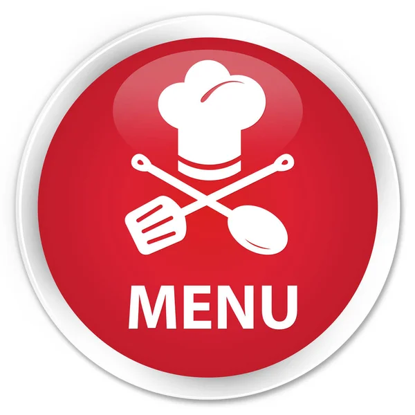 Menu (ícone do restaurante) botão redondo vermelho premium — Fotografia de Stock