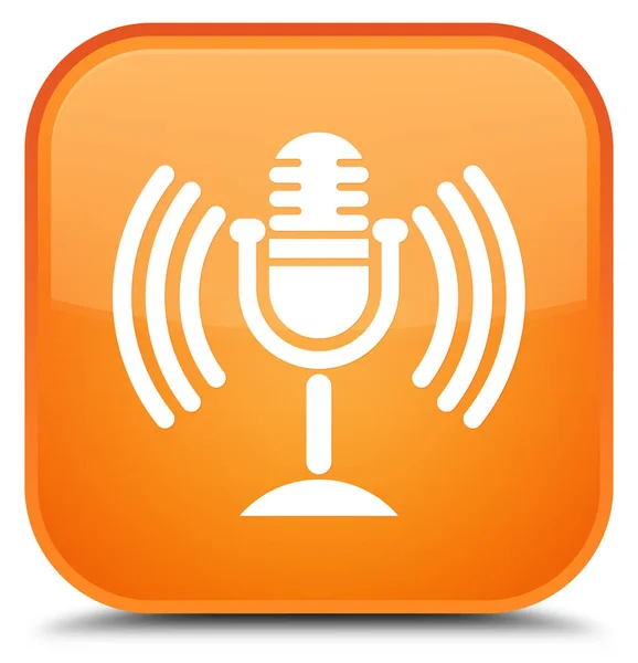 Mikrofon ikon különleges narancssárga négyzet gomb — Stock Fotó