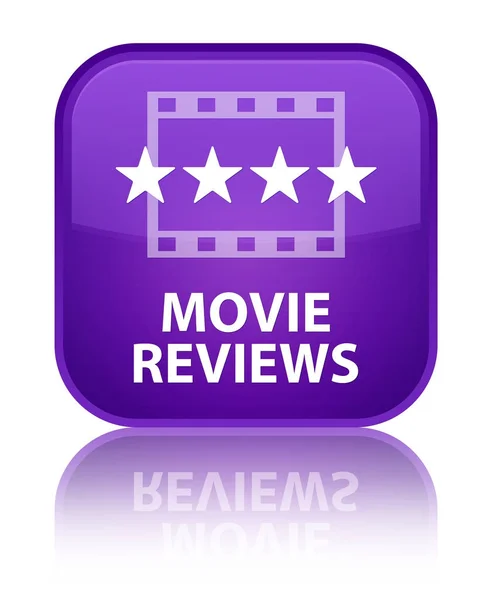 Movie reviews special purple square button — Stock Photo, Image