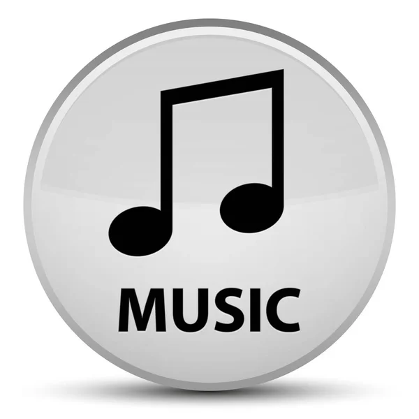 Speciální bílé kulaté tlačítko hudby (melodie ikona) — Stock fotografie