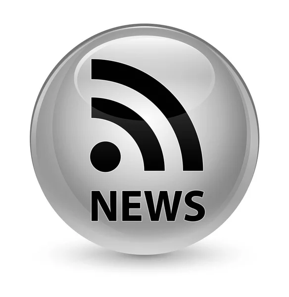 Notícias (ícone RSS) botão redondo branco vítreo — Fotografia de Stock