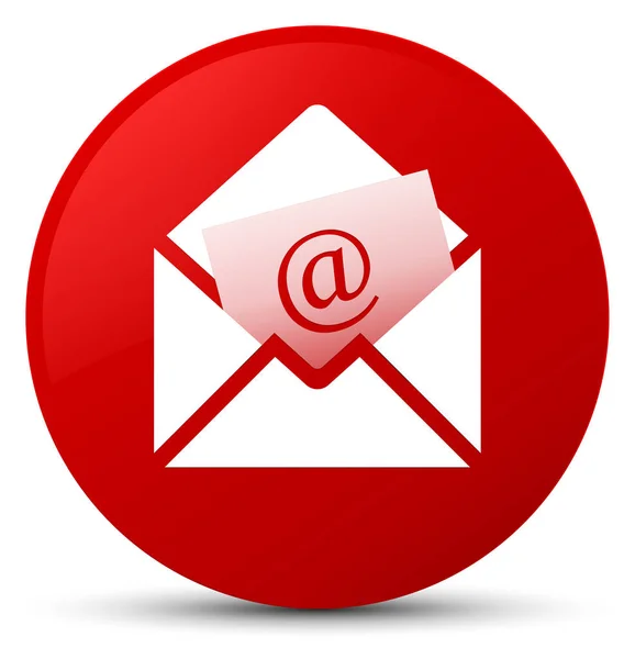 Bülten e-posta simgesi kırmızı yuvarlak düğmesi — Stok fotoğraf