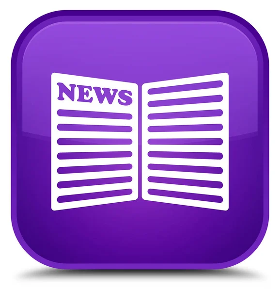 Newspaper icon special purple square button — Stock Photo, Image