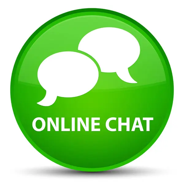 Online chat: speciale groene ronde knop — Stockfoto