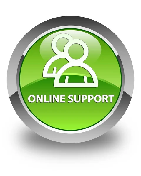 Online support (group icon) glossy green round button