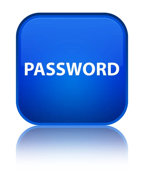 Speciální modré čtvercové tlačítko heslo — Stock fotografie