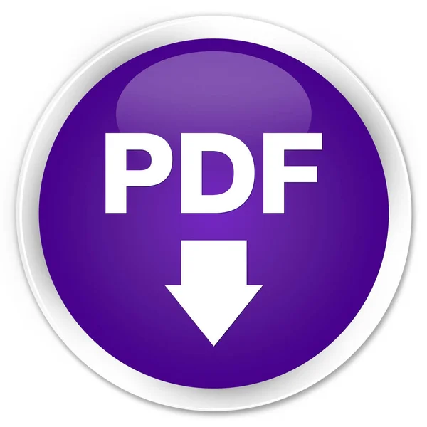 Ícone de download PDF prémio roxo botão redondo — Fotografia de Stock