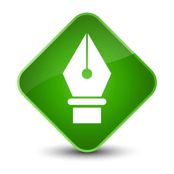 Pen icon elegant green diamond button — Stock Photo, Image