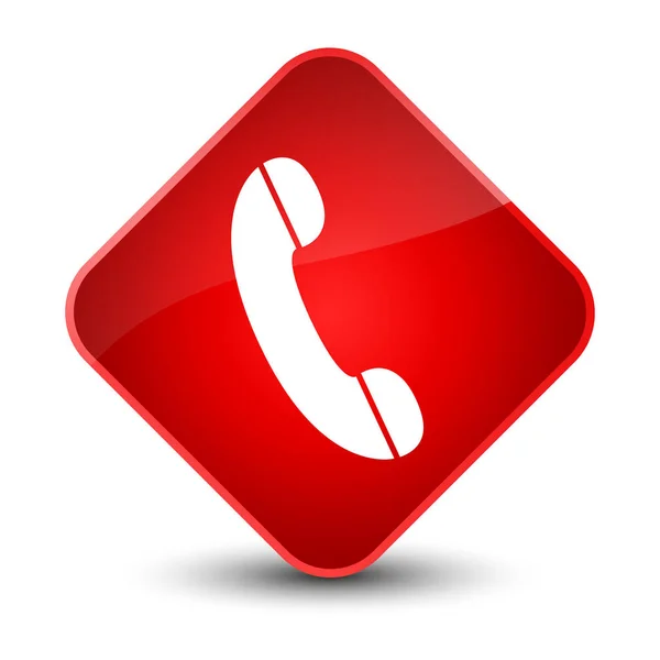 电话图标优雅红色菱形按钮 — 图库照片