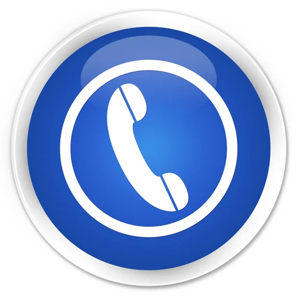 Ícone do telefone botão redondo azul prémio — Fotografia de Stock