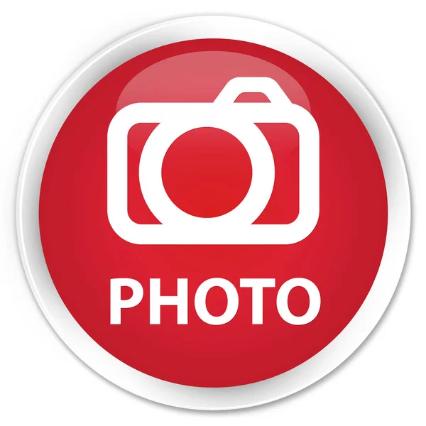 Foto (camerapictogram) premie rode ronde knop — Stockfoto