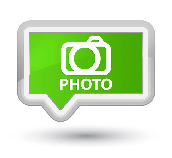 Eersteklas zachte groene banner-knop foto (camera-icoontje) — Stockfoto