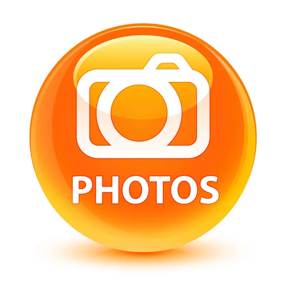 Szklisty pomarańczowy przycisk okrągła Zdjęcia (ikonę kamery) — Zdjęcie stockowe
