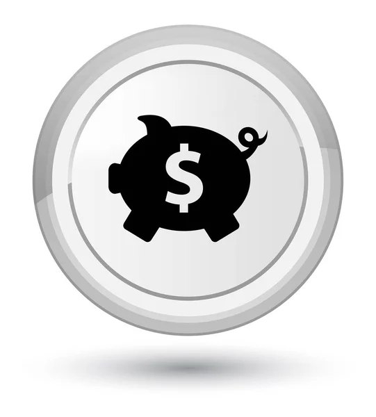 Piggy bank dollar sign icon prime white round button — Stock Photo, Image