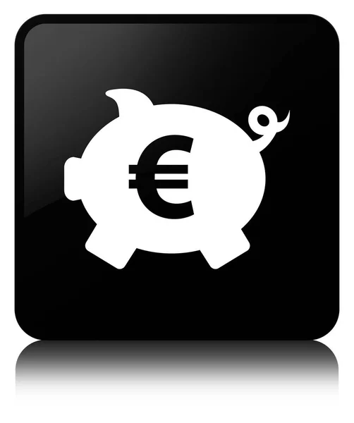 Piggy bank euro jel ikon fekete négyzet gomb — Stock Fotó