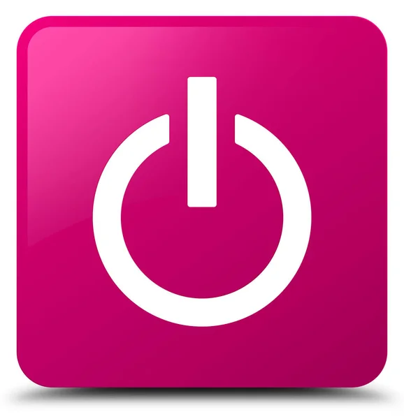 Power-Symbol rosa quadratischer Knopf — Stockfoto