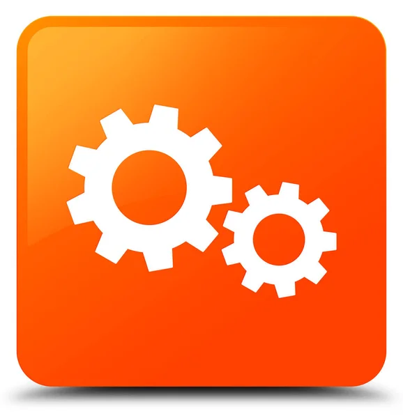 Processen ikonen orange fyrkantiga knappen — Stockfoto