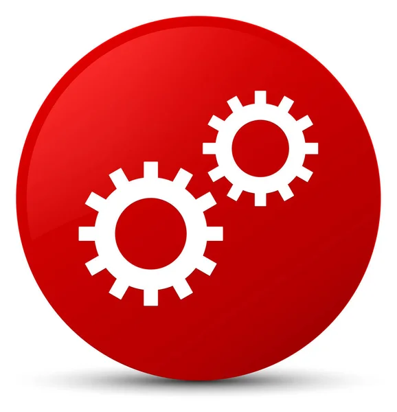 İşlem simgesi kırmızı yuvarlak düğmesi — Stok fotoğraf