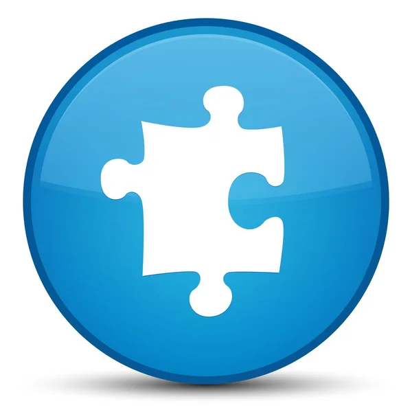 Puzzel pictogram speciale cyaan blauw ronde knop — Stockfoto