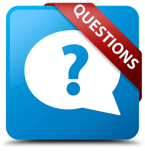 Preguntas (icono de la burbuja) cyan azul cuadrado botón rojo cinta en co —  Fotos de Stock