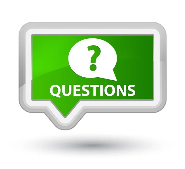 Questions (bubble icon) prime green banner button — Stock Photo, Image