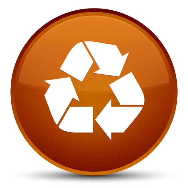 Recykling ikonę specjalne brązowy okrągły przycisk — Zdjęcie stockowe