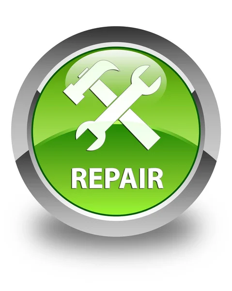 Glanzende groene ronde knop Repair (pictogram hulpprogramma's) — Stockfoto