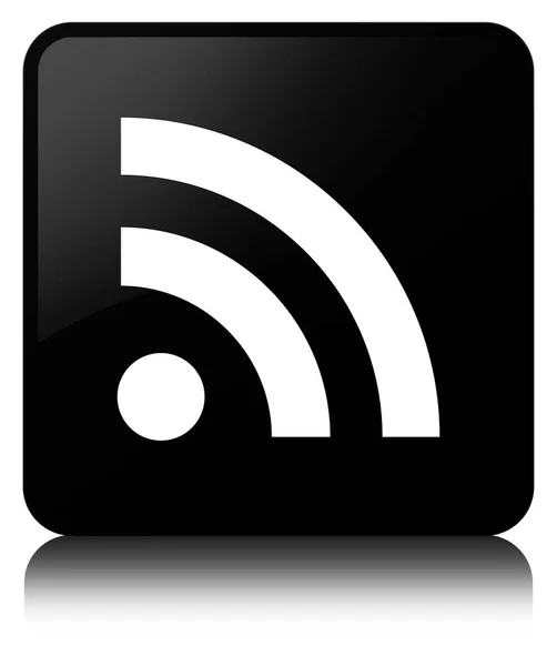 RSS icon black square button — Stock Photo, Image
