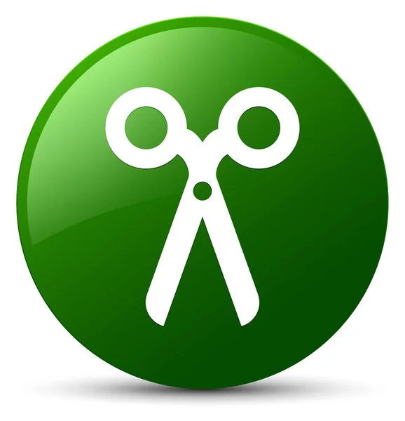 Scissors icon green round button — Stock Photo, Image